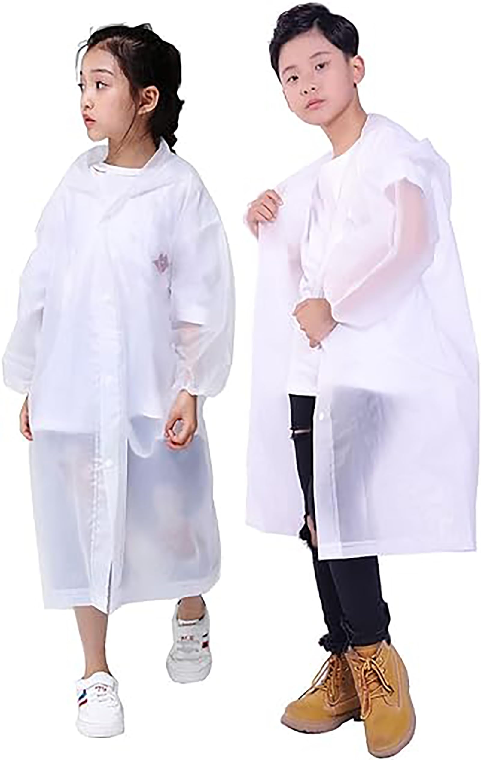 2 Pack Poncho de Lluvia Impermeable para Niños, Poncho Espesar EVA Transparente Reutilizable con Capucha, Poncho de Lluvia Impermeable Portátil para al Aire Libre Pinismo Ciclismo Cámping
