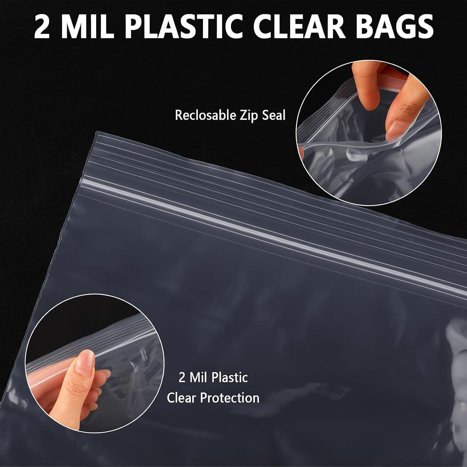 100 PCS 13"×15" Large Zip Seal Lock Bags 2 Gallon Plastic Poly Bag Clear 2 Mil Plastic Reclosable Bags - Waterproof Dustproof Storage and Shipping for Clothing, Crafts, Travel and Moving