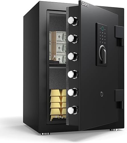 DAYI Caja fuerte a prueba de fuego, 3.0 pies cúbicos biométrico de huellas dactilares a prueba de fuego, caja fuerte para documentos del hogar,