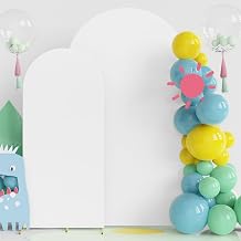 Fomcet Wedding Arch Cover 7.2FT, 6FT White Spandex Arch Backdrop Covers 2 Set Round Top Fitted Fabric for Birthday Party Baby Shower Wedding Arches Stand Decoration