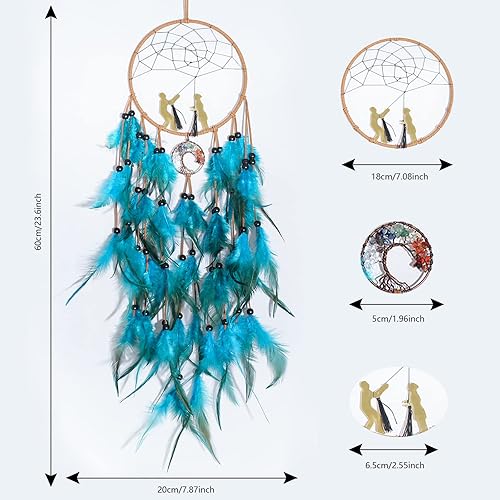 Miniatura 5 de Opohaome Atrapasueños para niños, atrapasueños grande para niñas, árbol de la vida para colgar en la pared, decoración de pared con luz LED, plumas