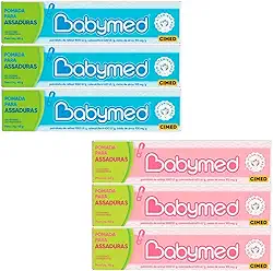 Kit 6 unidades Babymed 3 Azul / 3 Rosa - Creme Protetor para Pele Infantil - Previne Assaduras - Kit de Creme Protetor para Pele Infantil