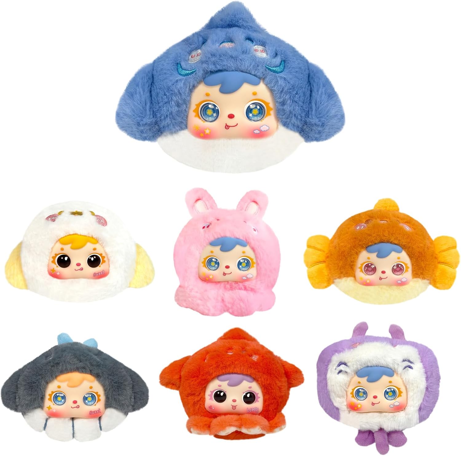 6Pcs Ocean Mobilization Series Plush Blind Box for Birthday Gifts Stuffed Animals Toy for Boys Girls Random Design Collectible Toys