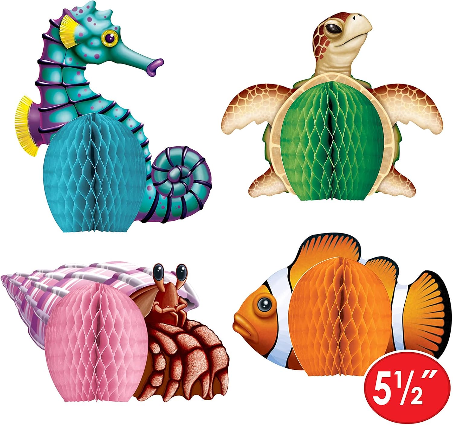 Beistle Ocean Theme Animal Centerpieces for Luau Beach Under The Sea Table Decorations Mermaid Birthday Party Supplies, Multicolored, 12 Piece image 3