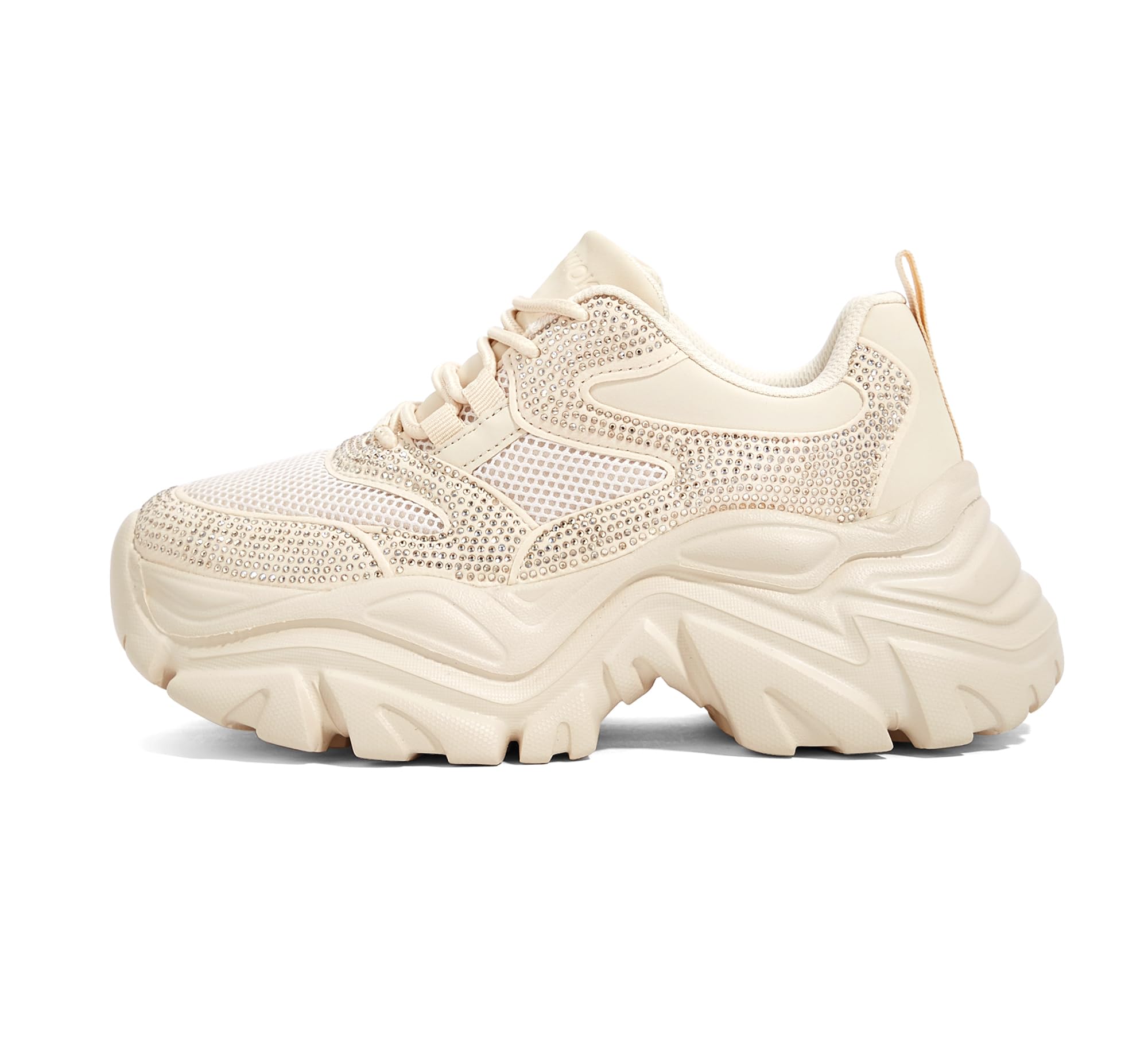 K KIP WOK Chunky Sneakers for Women Fashion Platform White Leather Casual Dad Shoes Comfortable Wedge Walking Sport Sneakers