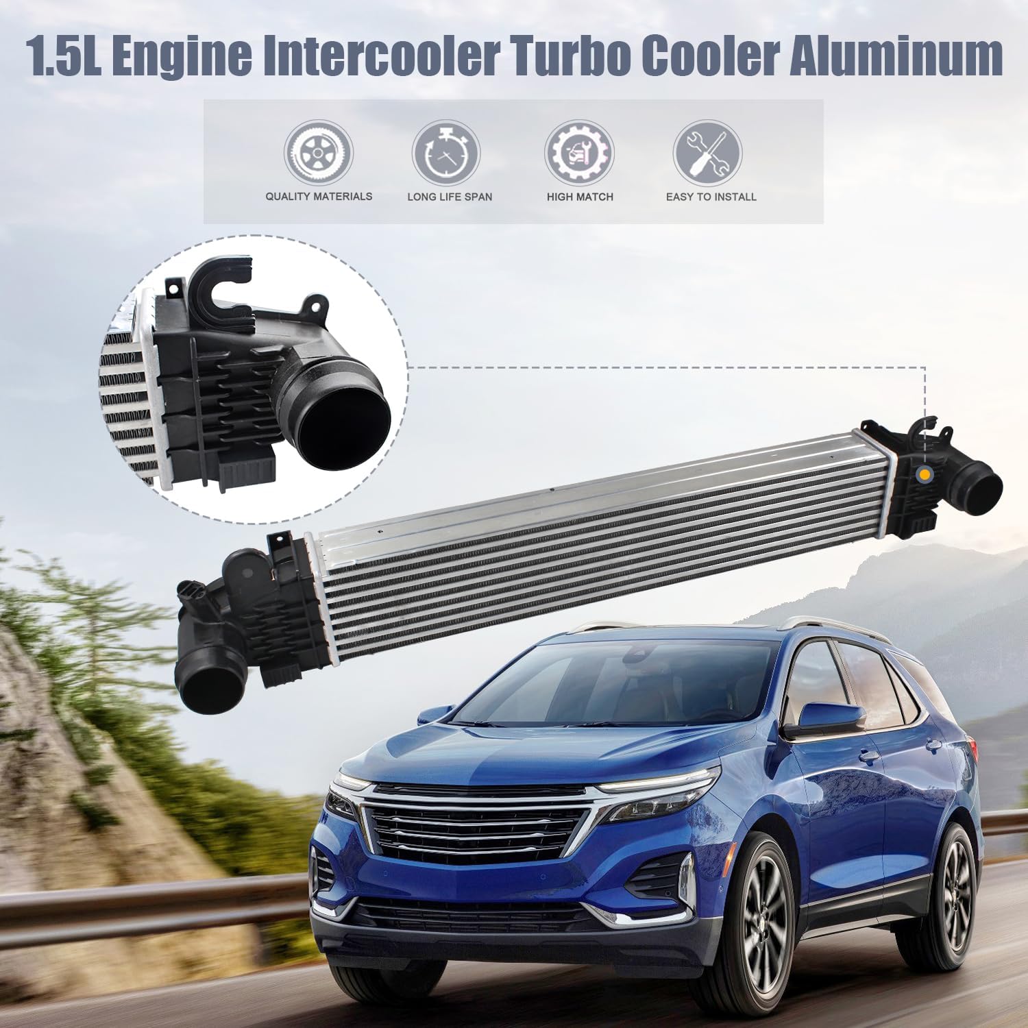 Aluminum 1.5L Engine Intercooler Turbo Cooler Compatible with Chevrolet Equinox 2018-2022 Compatible with GMC Terrain 2018-2022 Replaces GM3012116 84454110