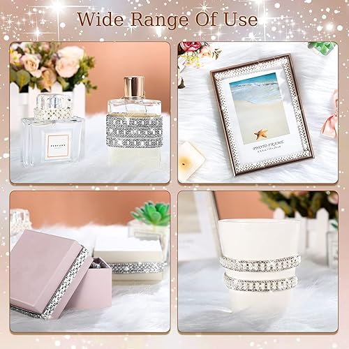 Miniatura 4 de Xinnun 5 rollos de cinta de diamantes de imitación cristal brillante, tiras autoadhesivas de diamantes de imitación, cinta diamante de resina bling