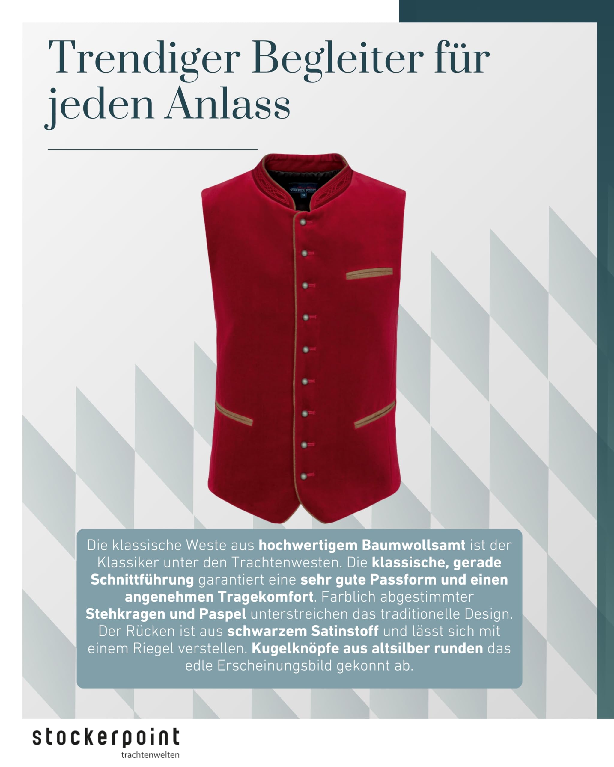 Stockerpoint Herren Trachtenweste Ricardo – Bild 4