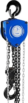 Tractel Manual Chain Hoist | 3 Ton - 6000 lbs Capacity | 15 ft Steel Chain | Industrial-Grade Steel for Construction, Workshops, Garages | Tralift 19750