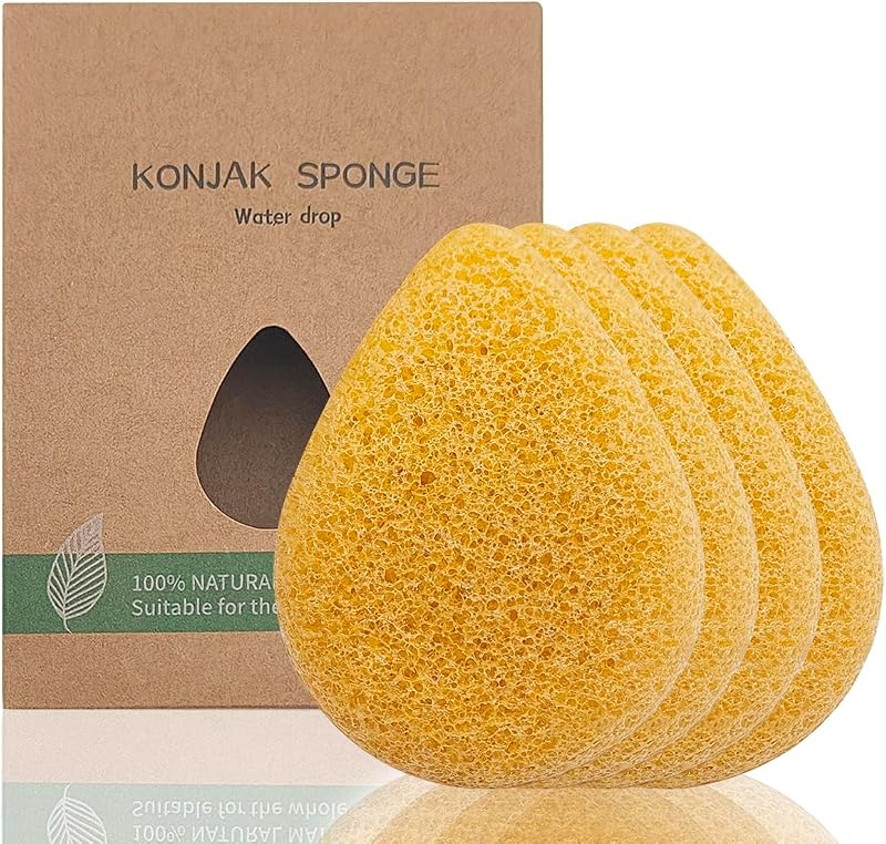 Esponja facial de konjac SourceTon com carvão de bambu, pacote com 4