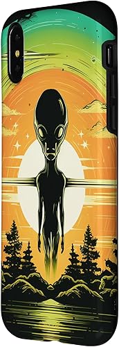 Vista 8 de iPhone 14 Pro Max Cute Green Alien Head UFO Space Face Alien Case