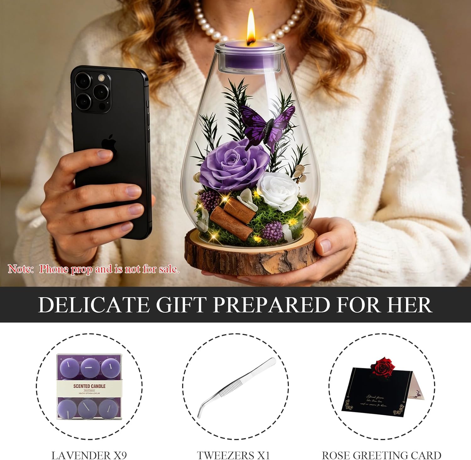 Mothers Day Gifts Birthday Gifts for Women Forever Flower Preserved Rose in Glass Dome Flowers for Delivery Real Roses for Grandma, Mom, Daughter and Sister