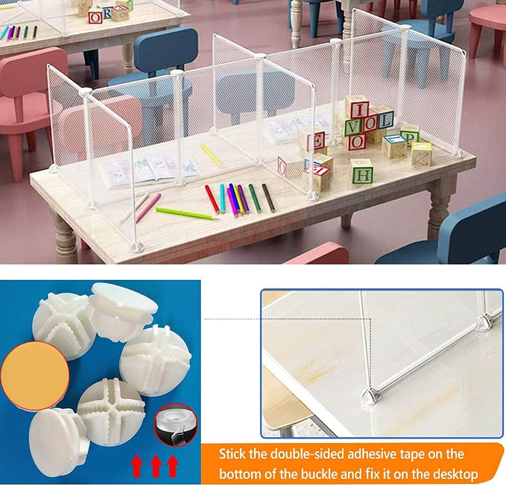 Sneeze Guard Desk Shield Partitions, Transparent Plastic Sneeze Guard Table Divider for Student Tables, 4-Person School Classroom Dining Room Partition Protective Board 13.8x17.7in (4pcs) : Office Products