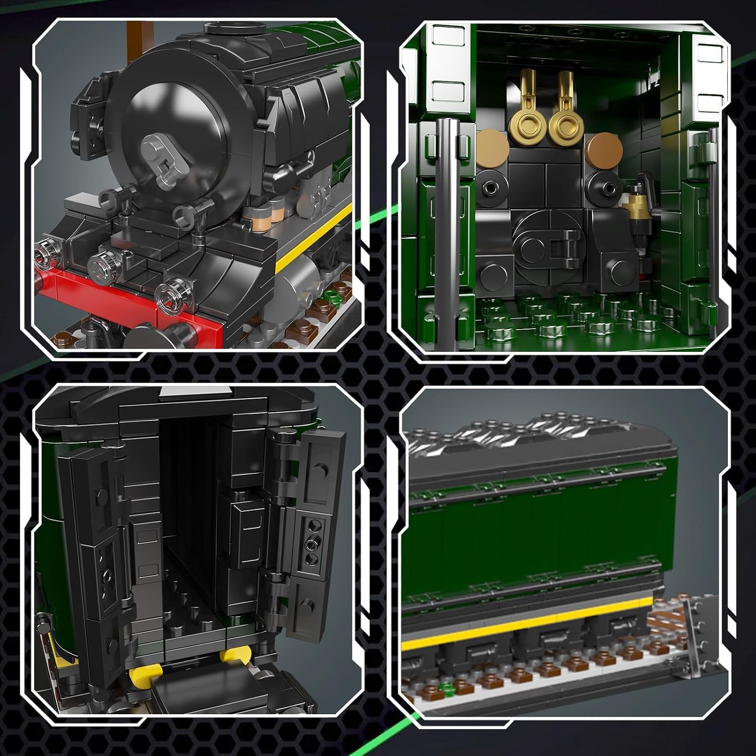 Mould King 12044 Flying Scotsman Steam Locomotive Model Building Kit, 1766+ Pieces Large Scale Train Set with Display Tracks and Freight Car, Assembly Project for Adult Hobbyists