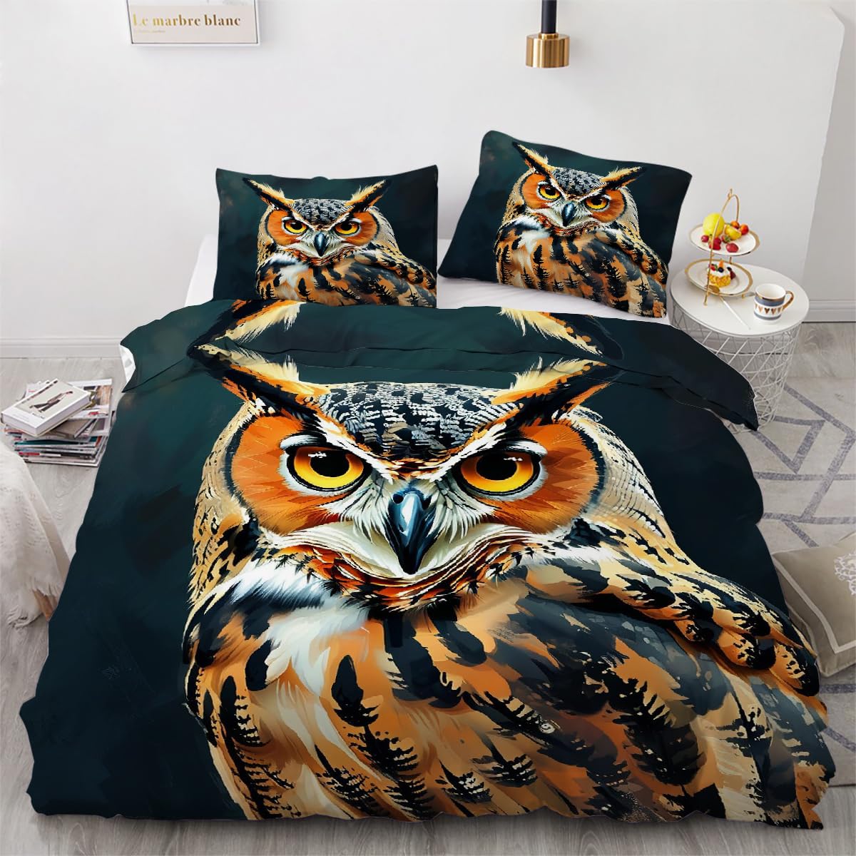 Housse de couette 140x200 cm 3 pièces avec fermeture éclair motif animaux