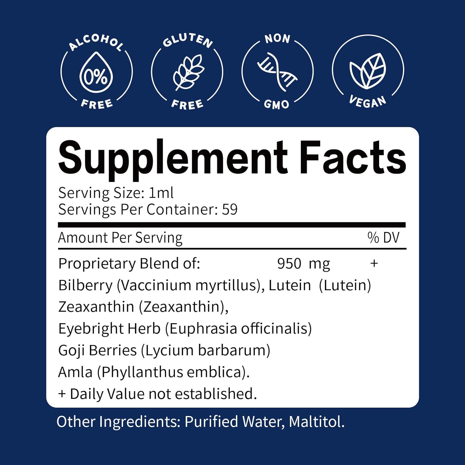 Eye Health Support Herbal Liquid Drops, Natural Bilberry Extract for Eye Fatigue & Healthy Vision Support. 4oz-Original