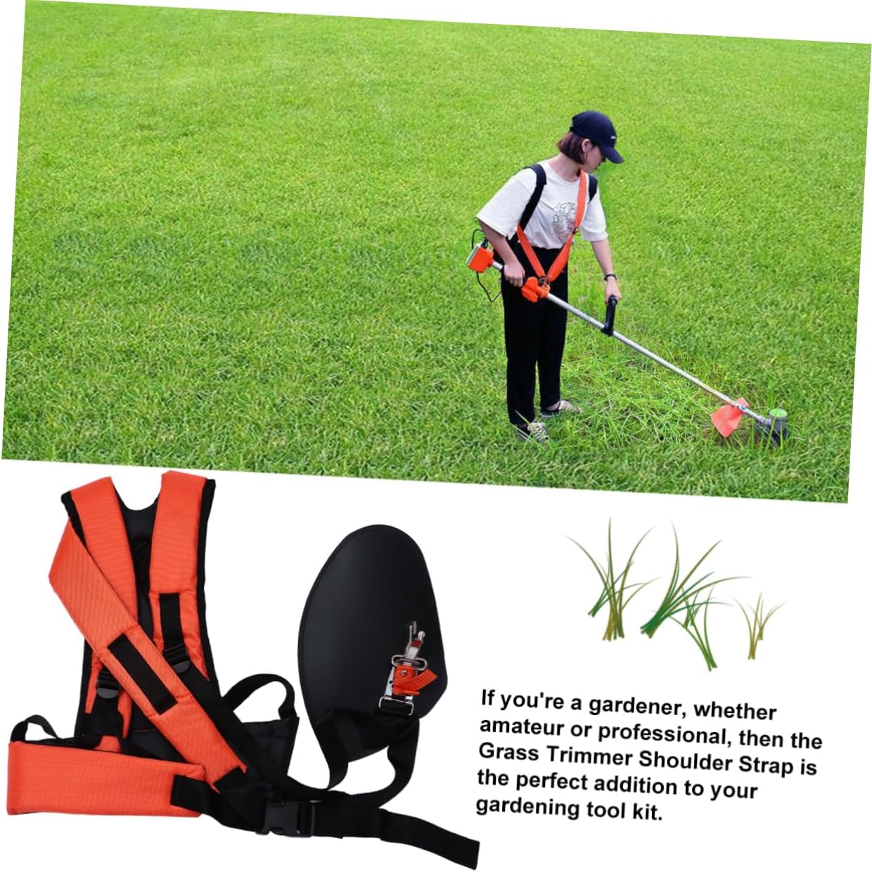 Totority Double Shoulder Strap Harness for Brush Cutter Trimmer Padded Belt Reducing Shoulder Fatigue Durable for Garden Pruners and Strimmers