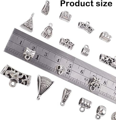 Vista 9 de Aylifu Bails Beads, Tibetan Bail Tube Bead Spacer Beads Carrier Hanger Connector Links for European Charm Bracelet Jewelry Making