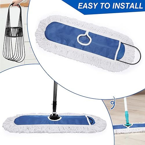 Miniatura 3 de Roshtia 6 marcos de trapeador de polvo con clip para industrias de alambre de 24 x 5 pulgadas, resistente y universal, resistente a la corrosión,