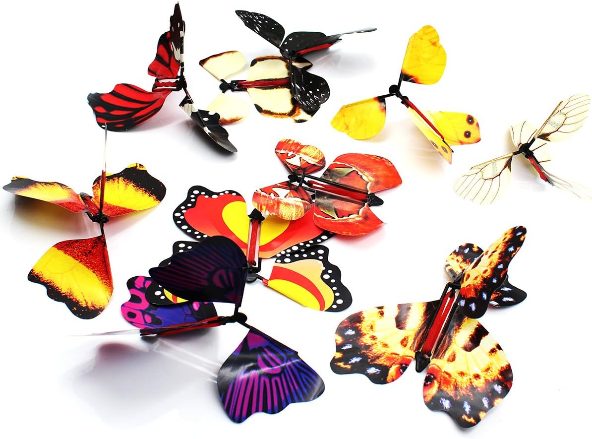 heytech Magic Wind Up Flying Great Surprise Gift Butterfly in The Book Rubber Band Powered Magic Fairy Flying,Toy Great Surprise Gift (5 Packs)