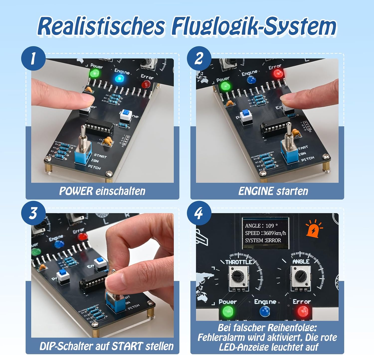 Symulator lotu DIY, zestaw do lutowania z wyświetlaczem LCD, efektami dźwiękowymi i wskaźnikami LED, elektroniczny projekt STEM z regulacją ciągu i kąta dla młodzieży, szkoły