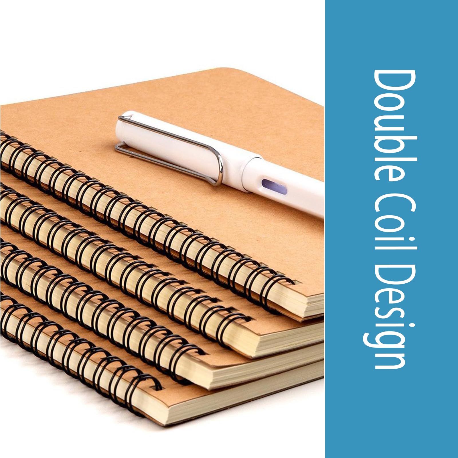 ZTVOWTO 4 Packs Kraft Cover Spiral Notepad A5 Grid Reporters Notebook Grid Paper 120 Pages/60Sheets Note Pad for Travel School and Office - Image 4