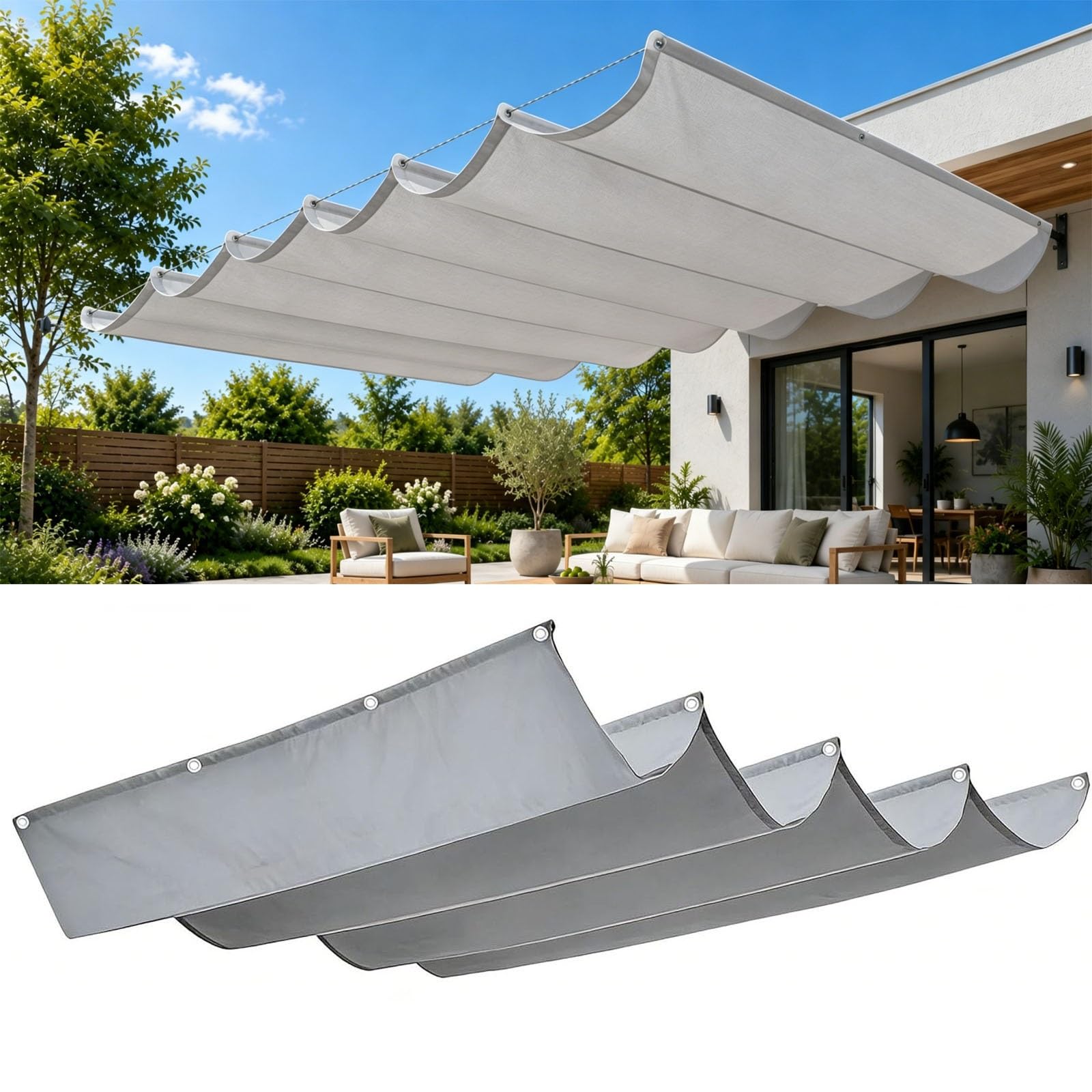 Filet ombrage terrasse et patio bâche rétractable pour repas de jardin