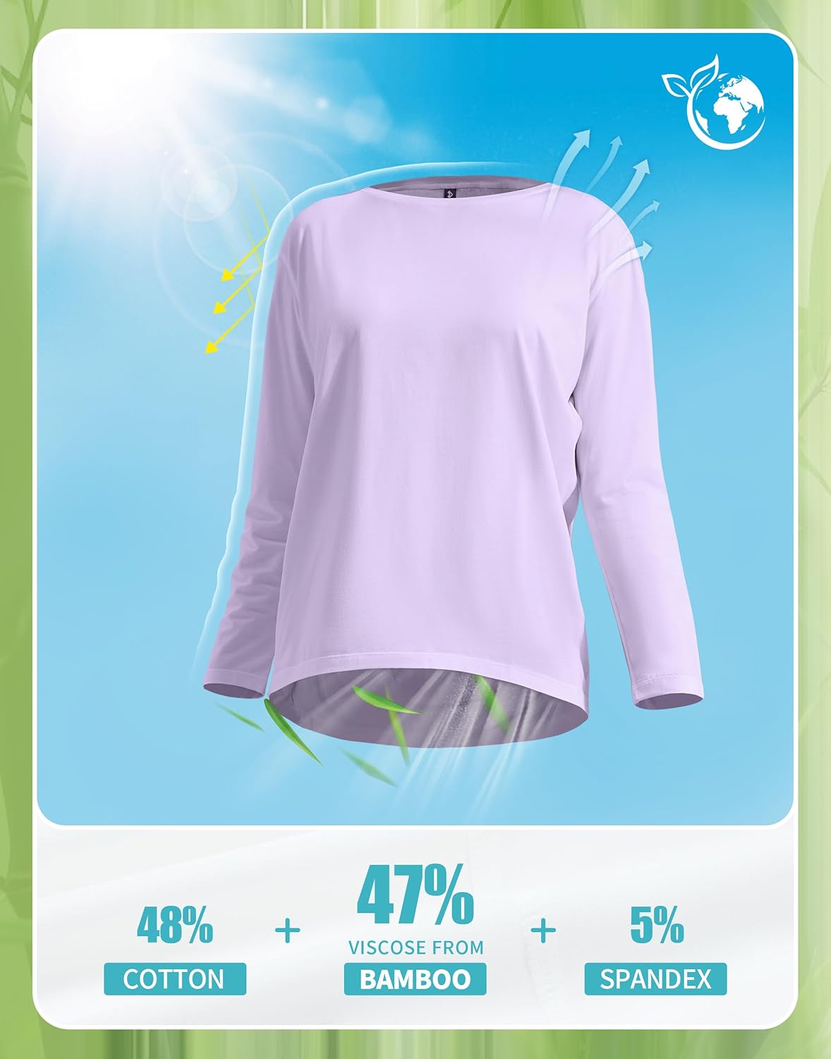 Pioneer Camp Women's Bamboo Viscose Long Sleeve Workout Shirts Back Loose Fit Boat Neck Yoga Athletic T-Shirts Casual Tops - Image 4