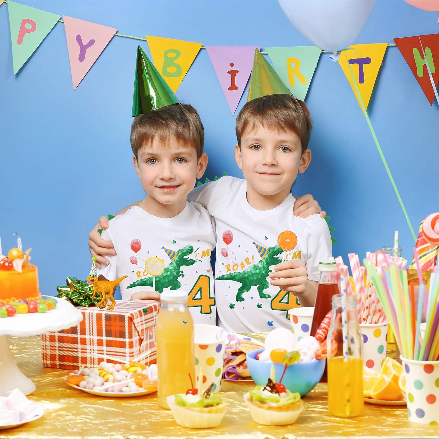 Dinosaur 4th Birthday Shirt Toddler Boy Four Year Old Dino B-Day T-Shirt - Image 3