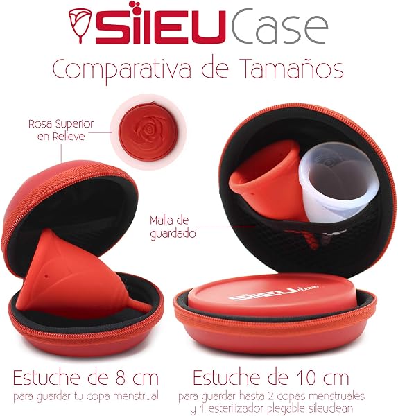 SileuCase - Custodia per coppette mestruali – ideale per trasportare il vostro tampone o coppetta mestruale in modo elegante e discreto in borsa o in viaggio S rosso - 5