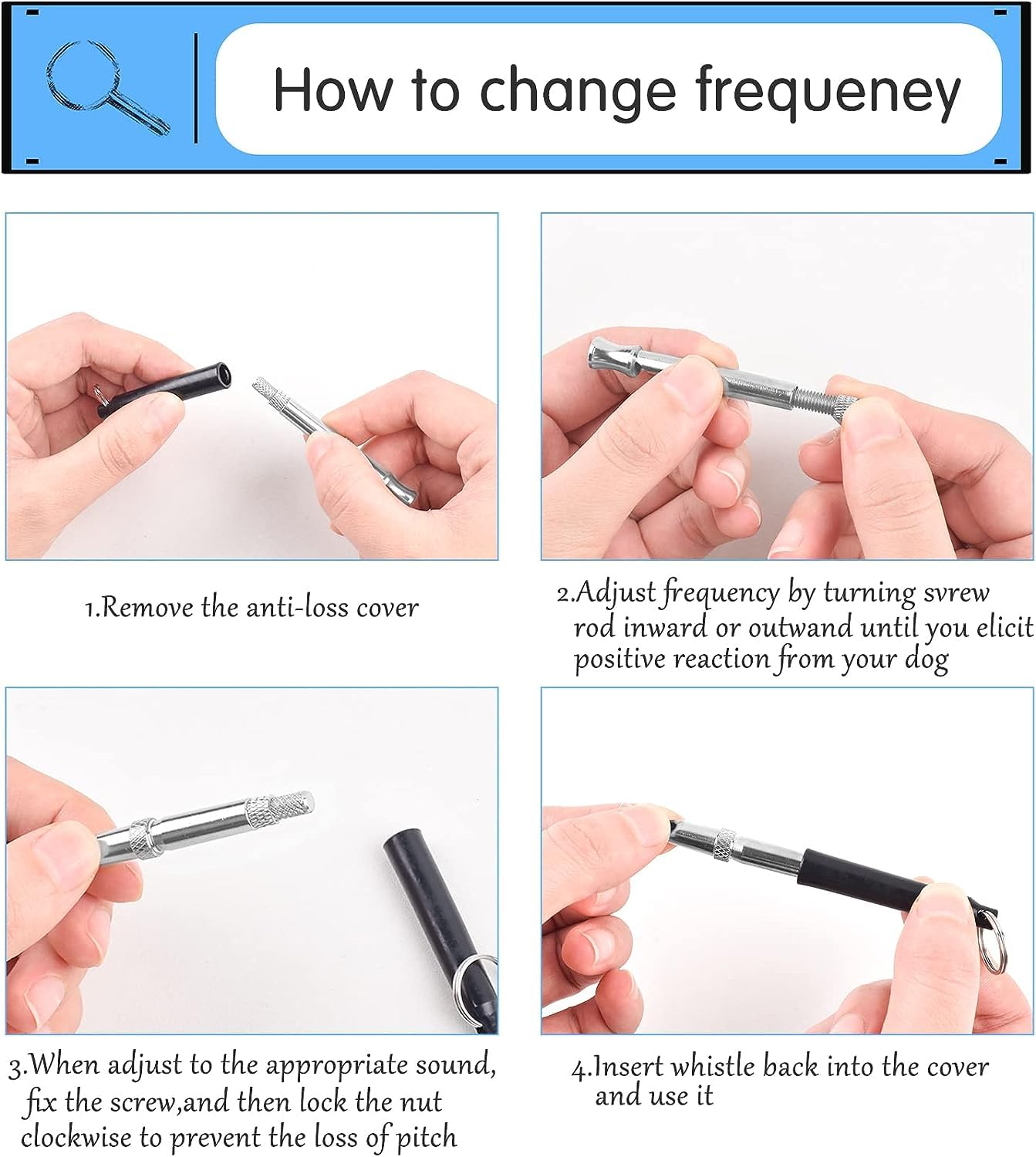 KsPups Dog Whistle, Ultrasonic Silent Dog Whistle with Adjustable Frequencies to Stop Barking Neighbors Dog, Professional Recall Dog Training Whistles with Lanyard 2