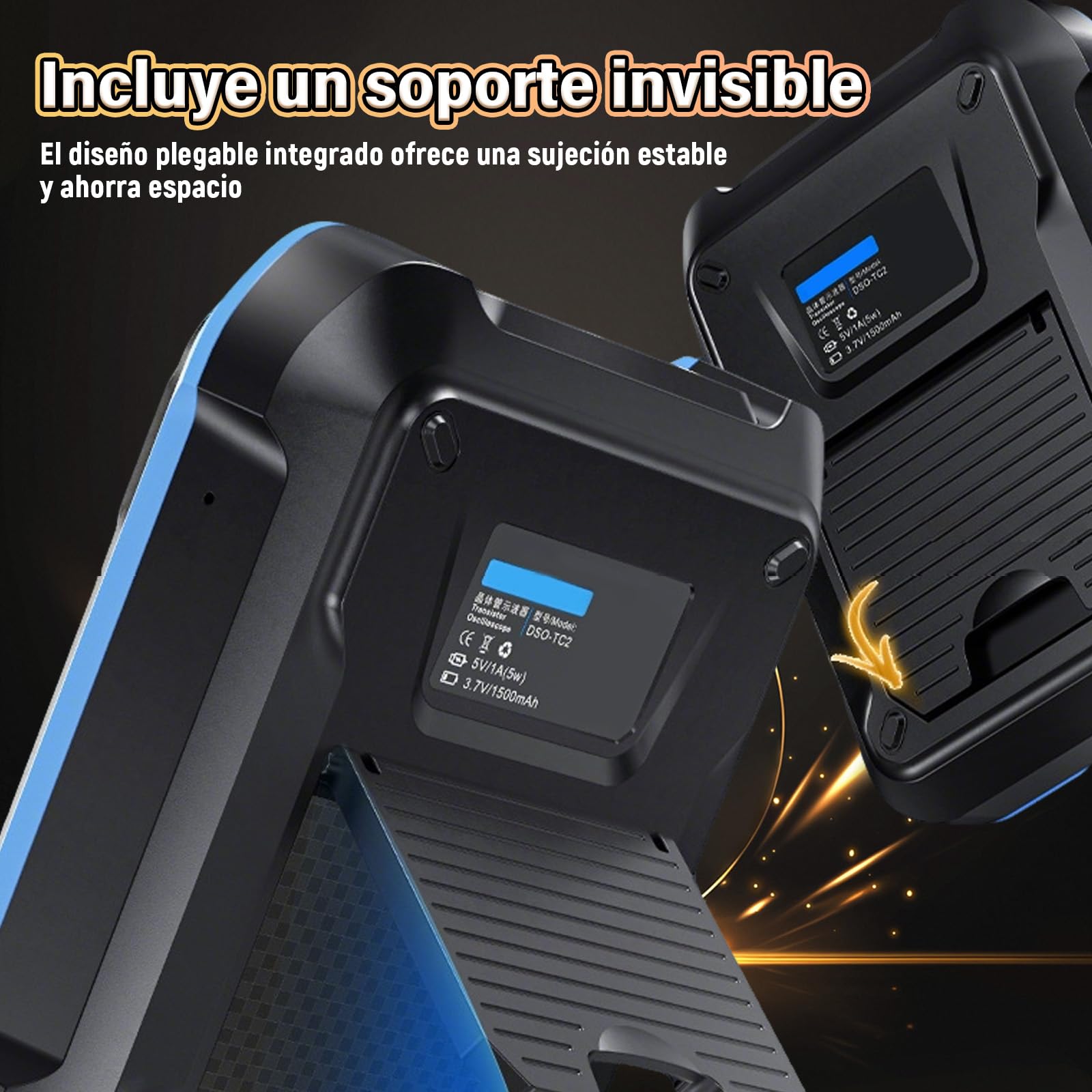 DSO-TC3 Osciloscopio Portátil 3 en 1, Generador de Señales DDS y Comprobador de Transistores, Ancho de banda de 500kHz, 10MSa/s, Batería de 1500mAh, Probador Multifunción de Bolsillo (Modelo HC)