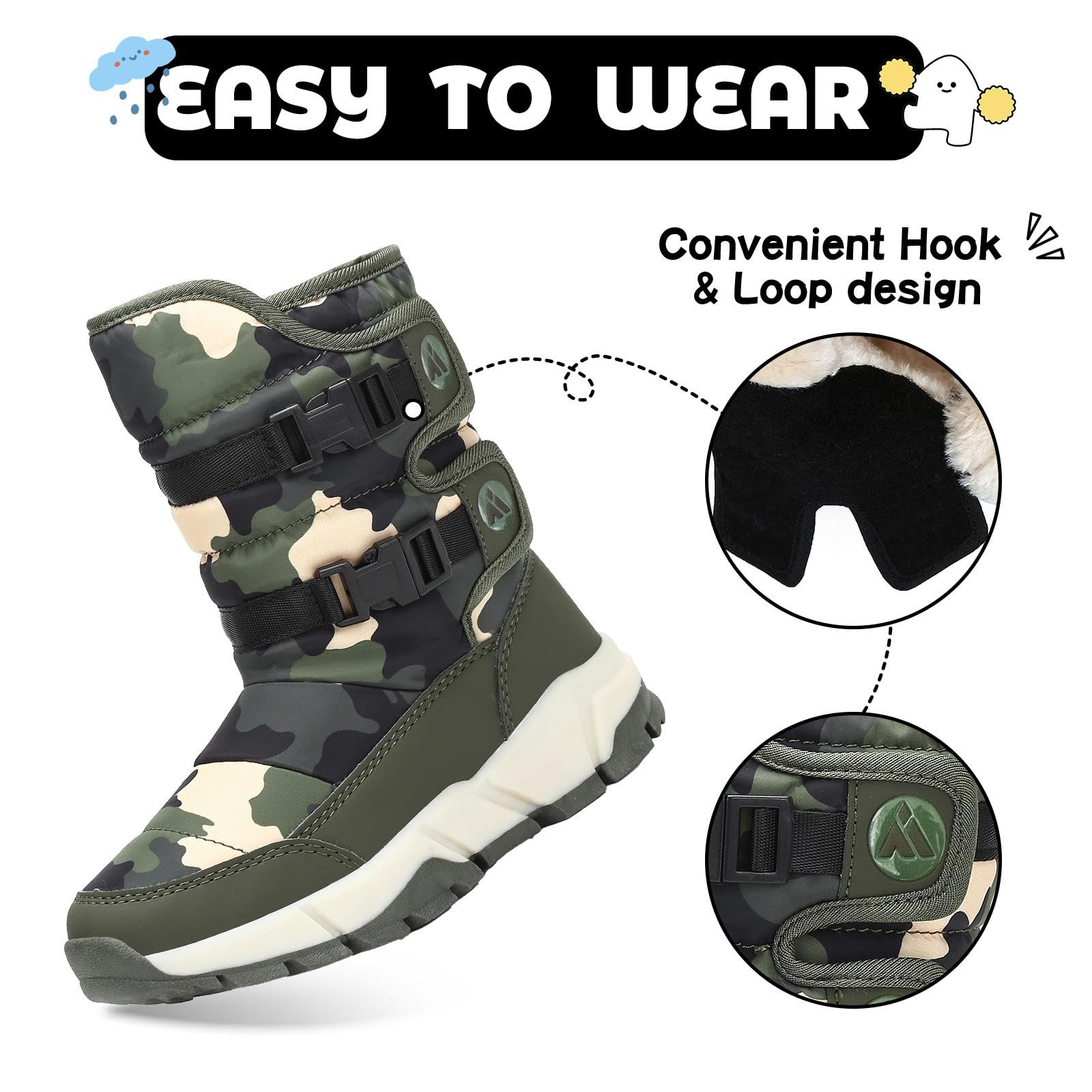 Mishansha Bambini Stivali da Neve Ragazze Caldo Fodera Stivaletti Invernali Ragazzi Scarpe Comodo Antiscivolo