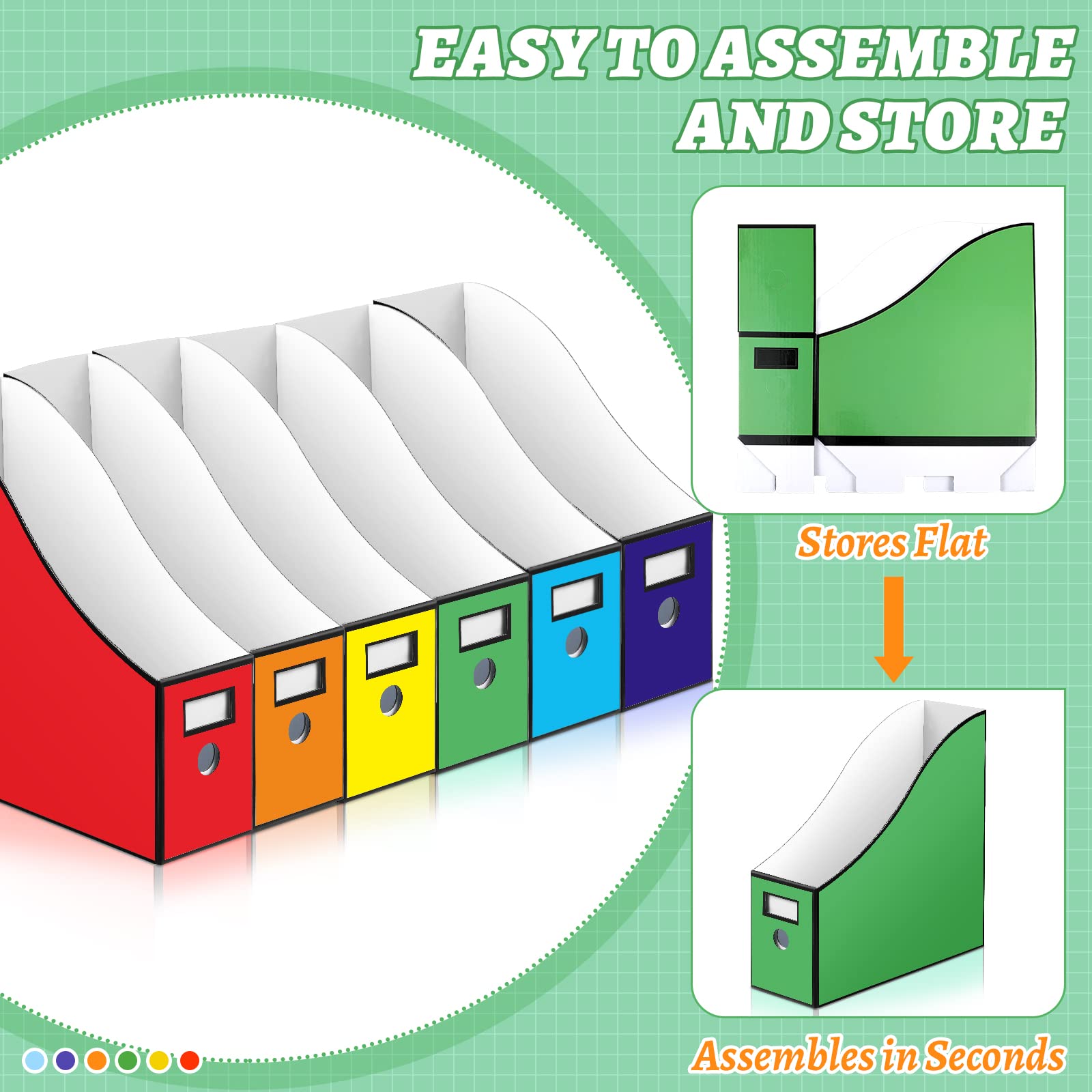 Storage File Boxes 5 Pcs Magazine Files Holder, Desktop File Organizer With Labels Magazine Holder