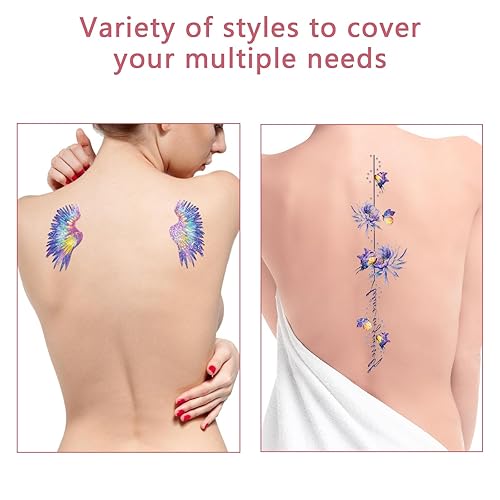 Miniatura 4 de 12 hojas de tatuajes faciales, 100 piezas de tatuajes temporales con purpurina para la cara, calcomanías de tatuaje falso de mariposas, tatuajes