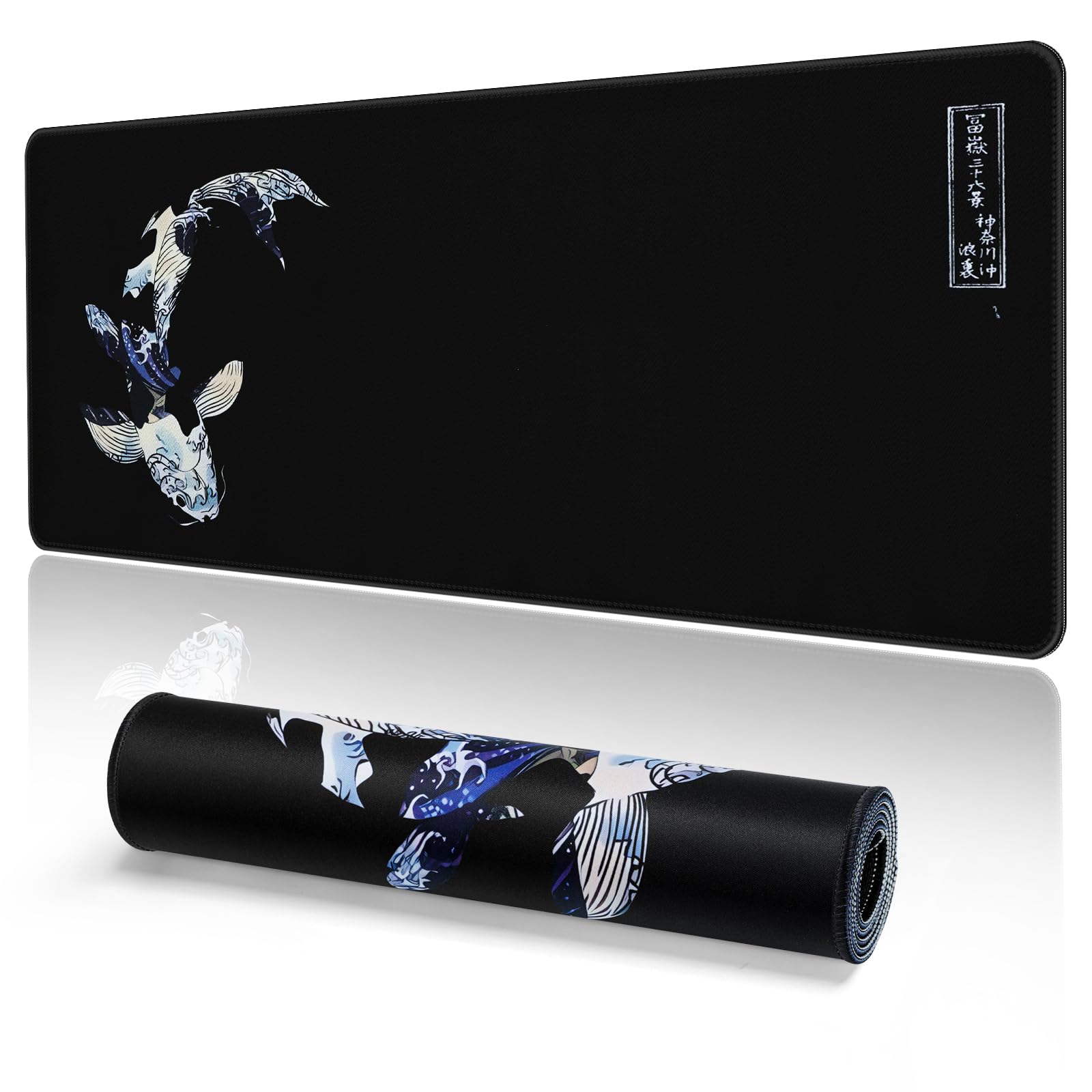 EFISH Tapis de Souris de Jeu Japonais XXL 800 x 300 mm Grand Tapis de Bureau Bords Cousus - Guide 360
