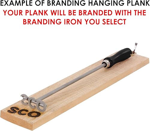 Miniatura 2 de BBQ Fans Circle F Branding Iron para filetes, bollos, madera y cuero, incluye tablón de secoya