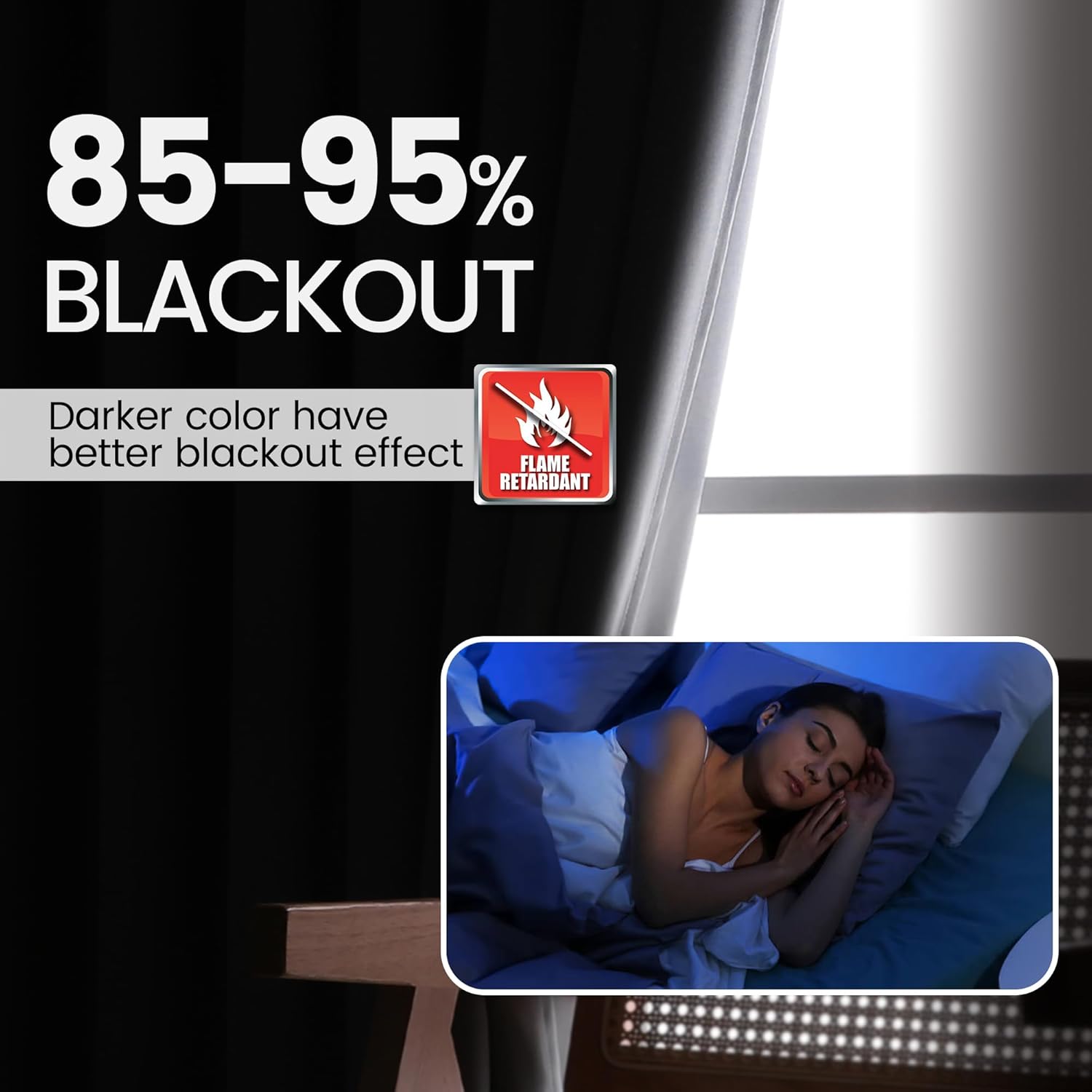 Fire Retardant Blackout Curtains,Set of Two,Meet NFPA701 Test Flame Resistant Curtain for School Classroom, Dorm Nursing Home(2Panel, Beige, 52X72 inch)