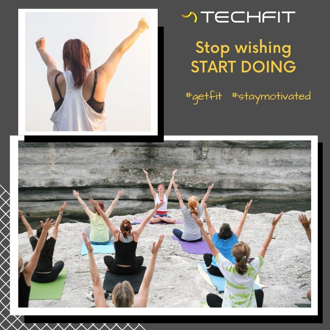 TechFit Fitness Tappetino Yoga Professionale - Ideale per Palestra in Casa, Esercizi del Pavimento, Campeggio, Stretching, Pilates 10 e 15 mm