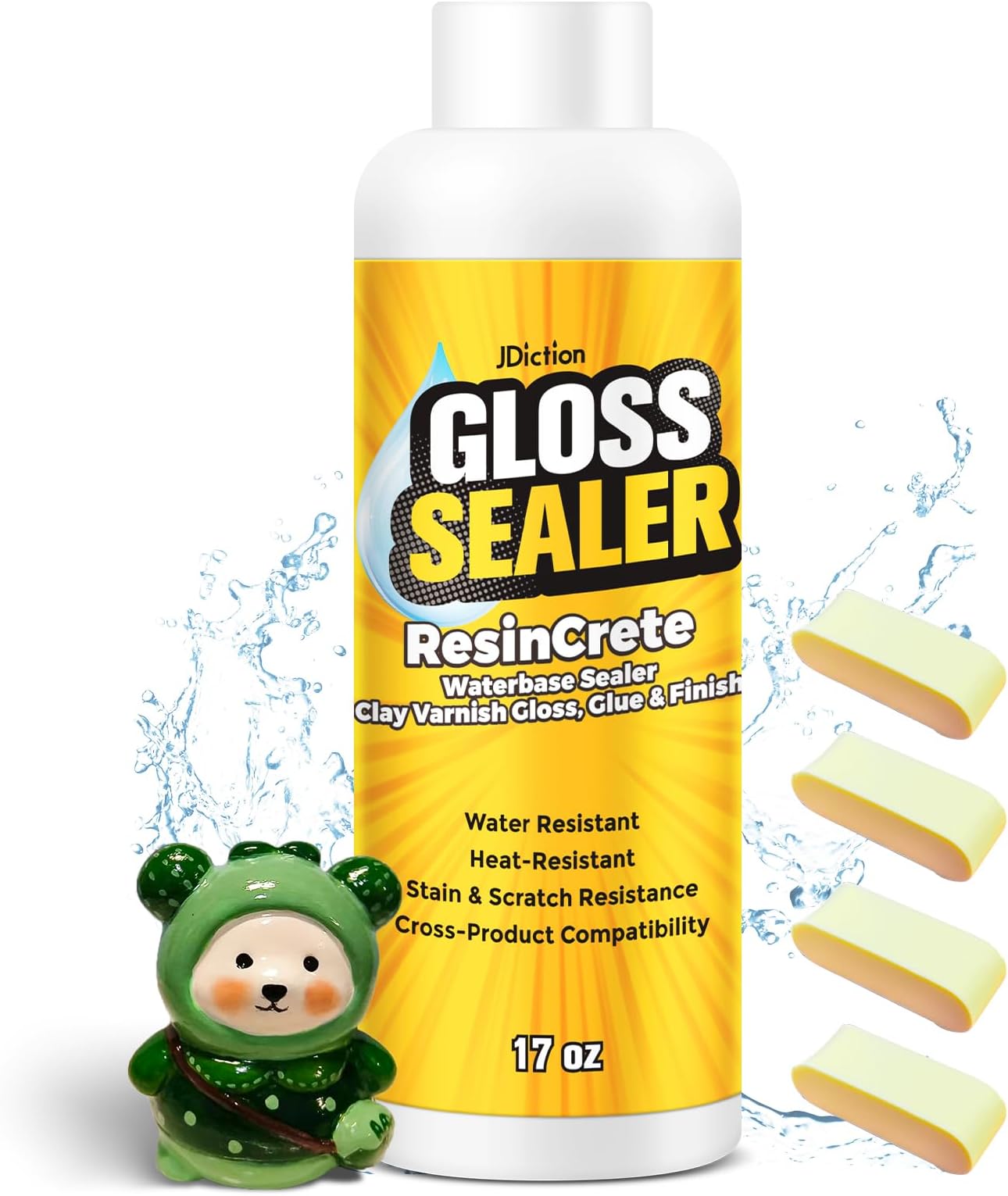 Air Dry Clay Glaze, 502ml Clay Varnish for Air Dry Clay/Polymer Clay Sealer, ResinCrete, Varnish for Pottery&Acrylic Paint, Waterproof & Stain Resistant, Design for Air Dry Clay Pottery (Gloss,17OZ)