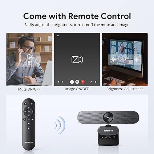 Miniatura 3 de DEPSTECH Cámara web 4K, cámara web con zoom con micrófono y control remoto, equipada con sensor Sony, zoom digital 3X, micrófonos con cancelación de