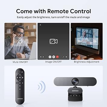 DEPSTECH DW50 Pro 4K Webcam, Ultra HD Webcam with Microphone for PC, 3 x Zoom in, 1/2.55 Sony Sensor, Dual Noise-Canceling Mics, Remote Control, Autofocus Streaming Camera for Laptop Mac, Teams, Zoom