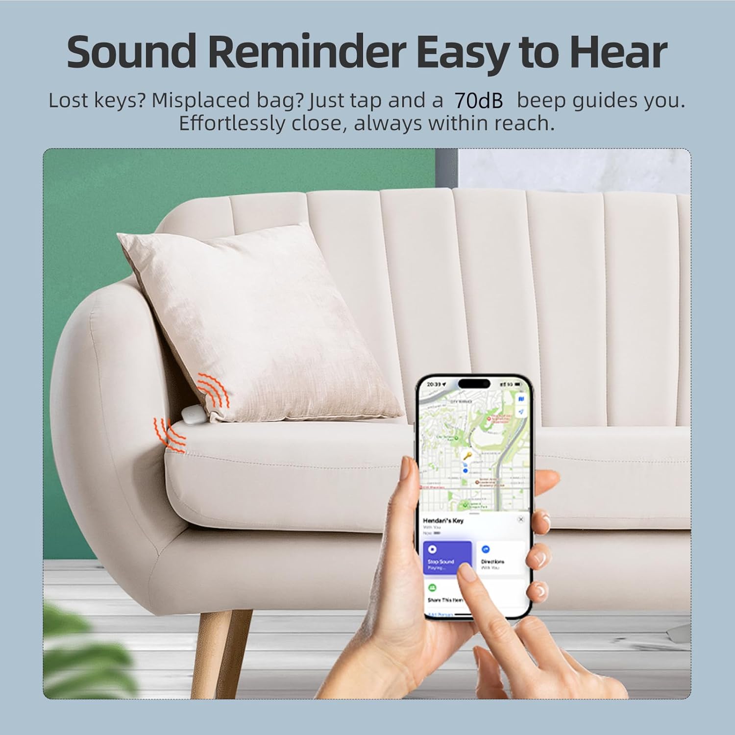 Key Finder, Wallet Tracker Works with Apple Find My (iOS only), Bluetooth Luggage Tracker and Item Locator for Keys, Bags, Replaceable Batteries