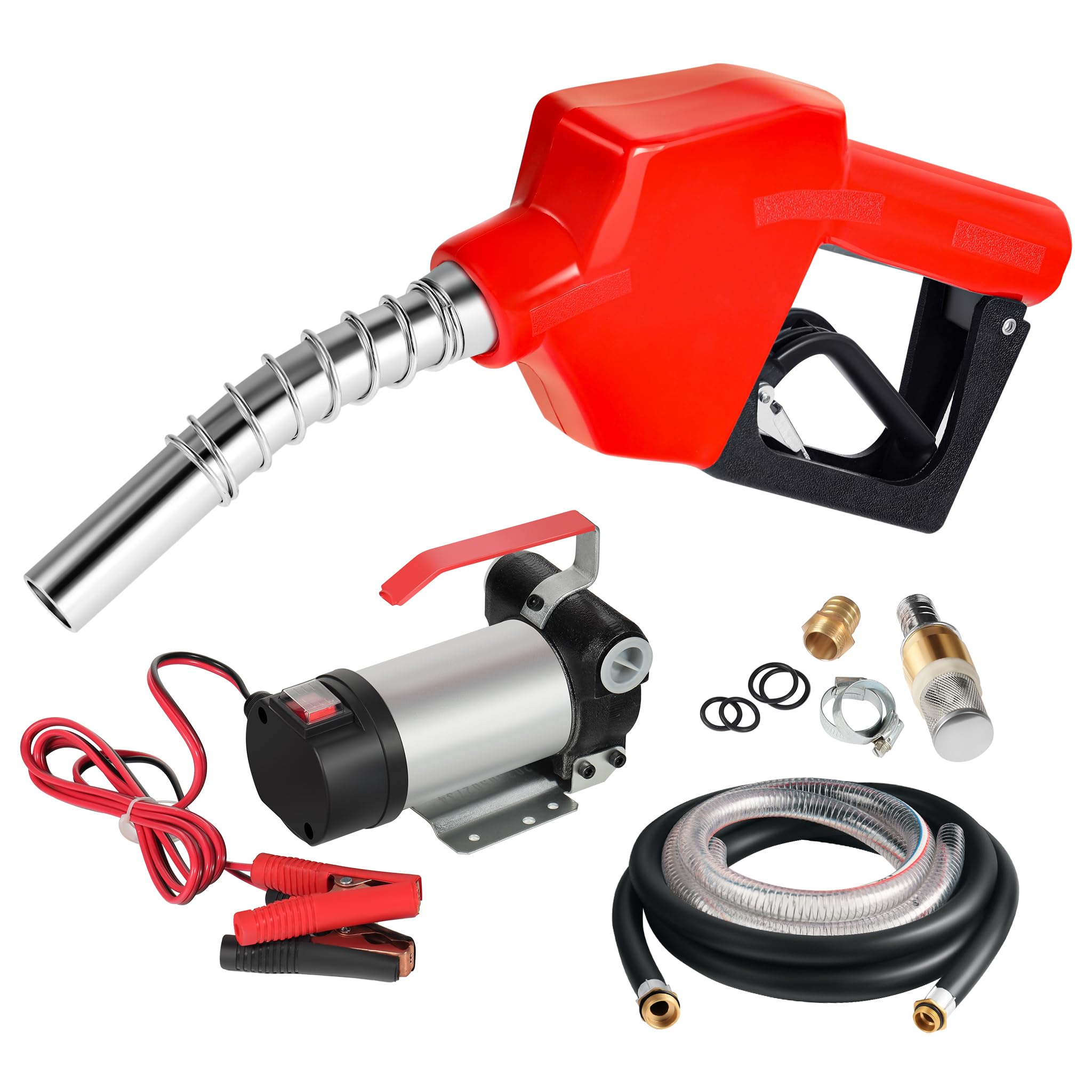 Wiltec Pompa do oleju napędowego, opałowego 150 W 40 l/min, przenośna z zaciskami do akumulatora, wężem i pistoletem