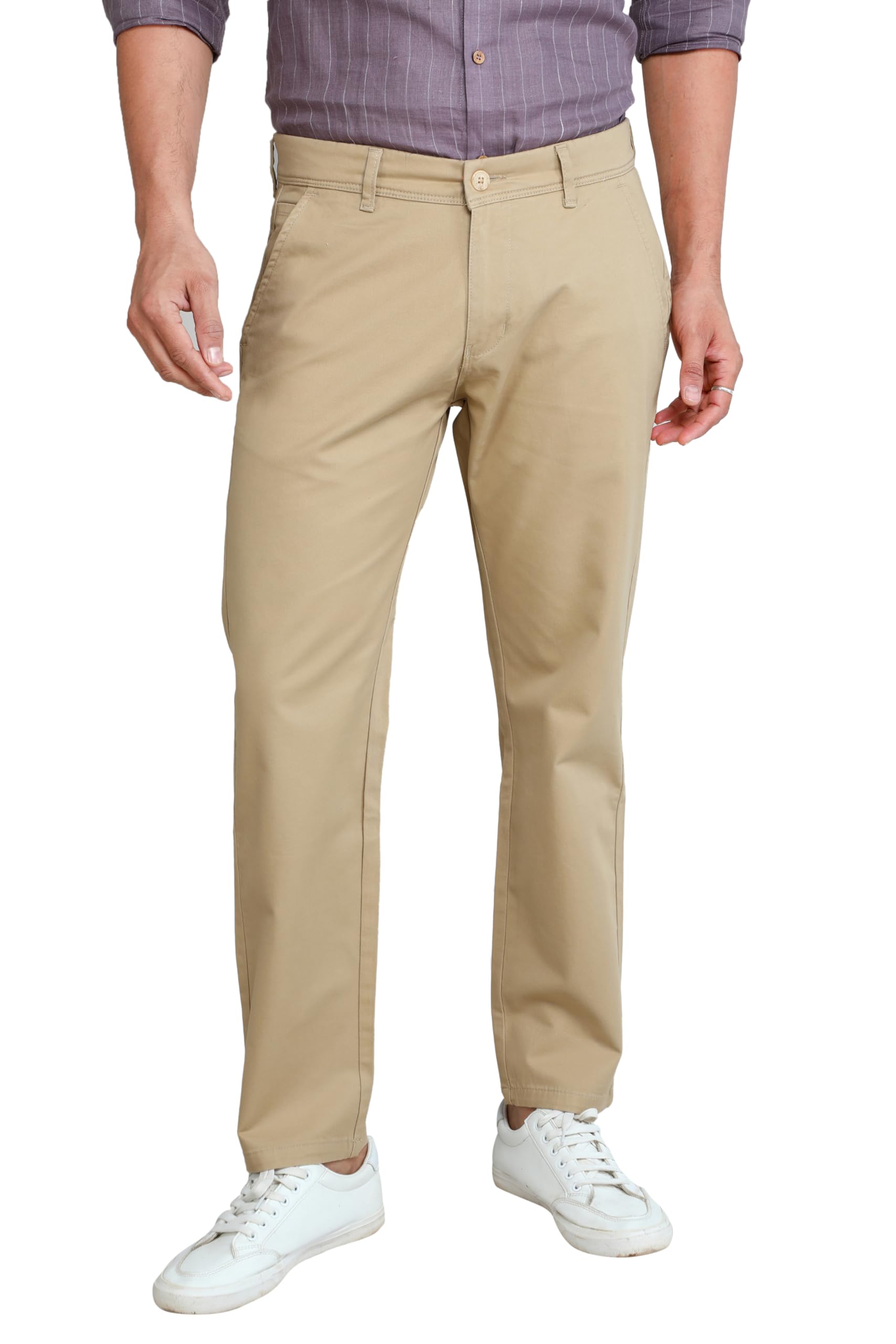 Men's Cotton Chino Pants | Solid Casual Trousers for Men | Regular Fit Mid Rise | Zip Fly with Button | 4 Pocket-picture-36
