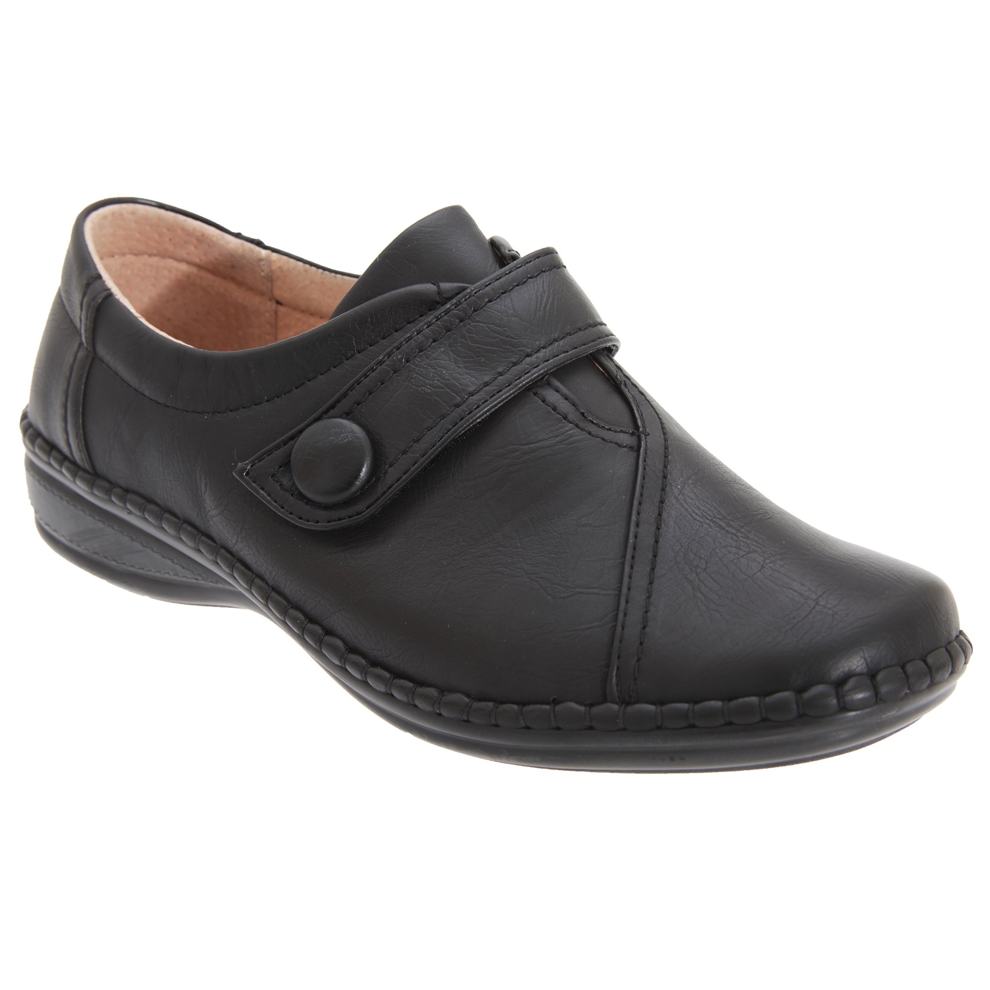Boulevard Womens/Ladies XXX Wide Touch Fastening Bar Shoes (9 UK) (Black)