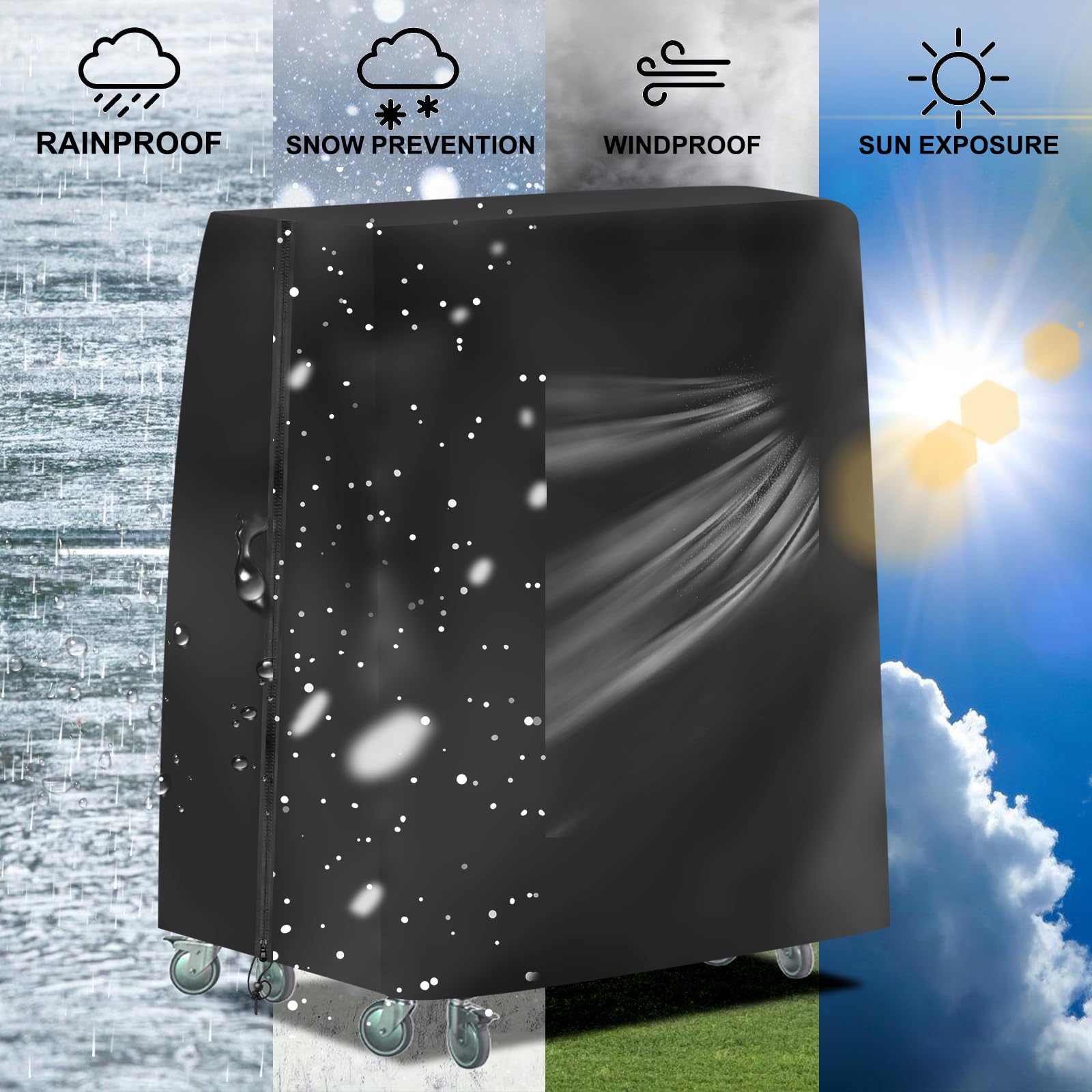 Funda impermeable para mesa de ping pong 185x165x70 cm Oxford resistente UV viento desgarros interior exterior