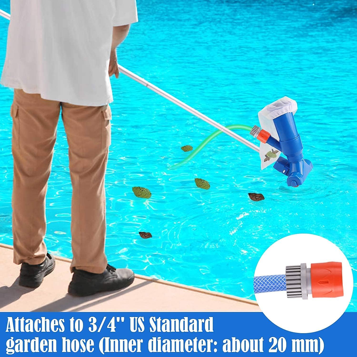 Becoyou Pool Vacuum, Pool Vacuum for Above Ground Pool Vacuum Head Accessories, Portable Pool Jet Vacuum Cleaner for Above Ground Pool Spas Ponds