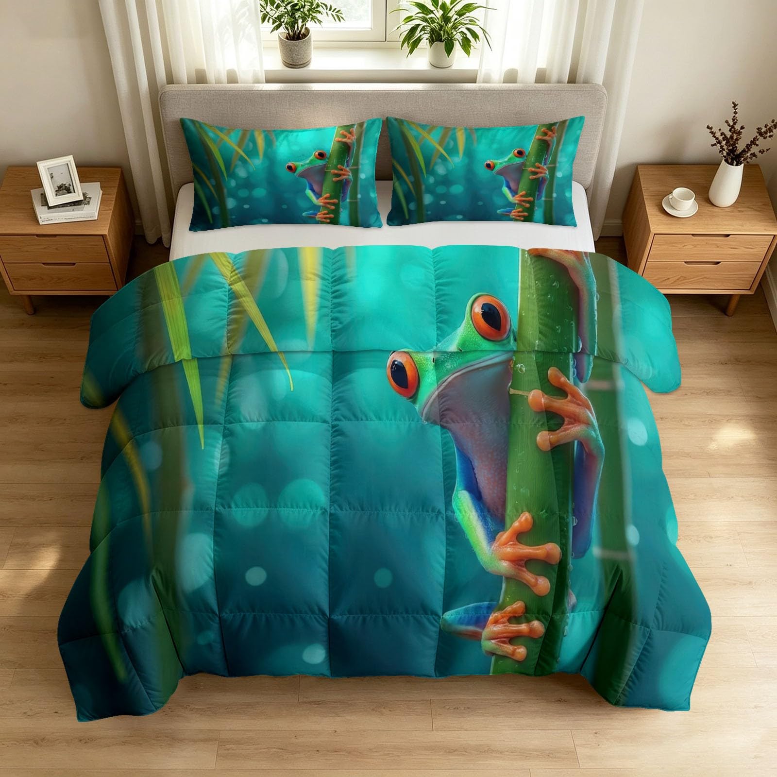 Couette légère et chaude pour lit enfant 140 x 200 cm ambiance jungle bambou