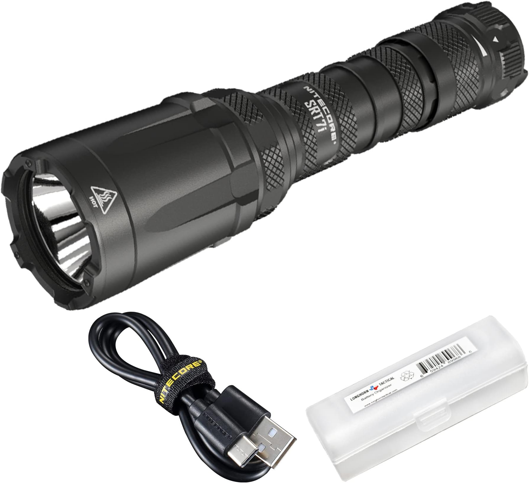 Nitecore SRT7i Tactical Flashlight, 3000 Lumen Long Throw USB-C Rechargeable with Stepless Brightness Adjustment and a Lumentac Organizer